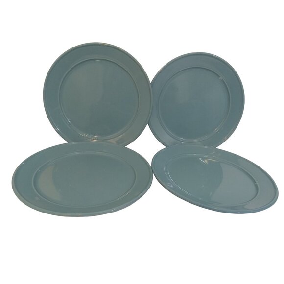 Mainstays Dinner Plate Amelia Collection Blue 11.5" Embossed Stoneware Set Of 4 - Picture 1 of 5